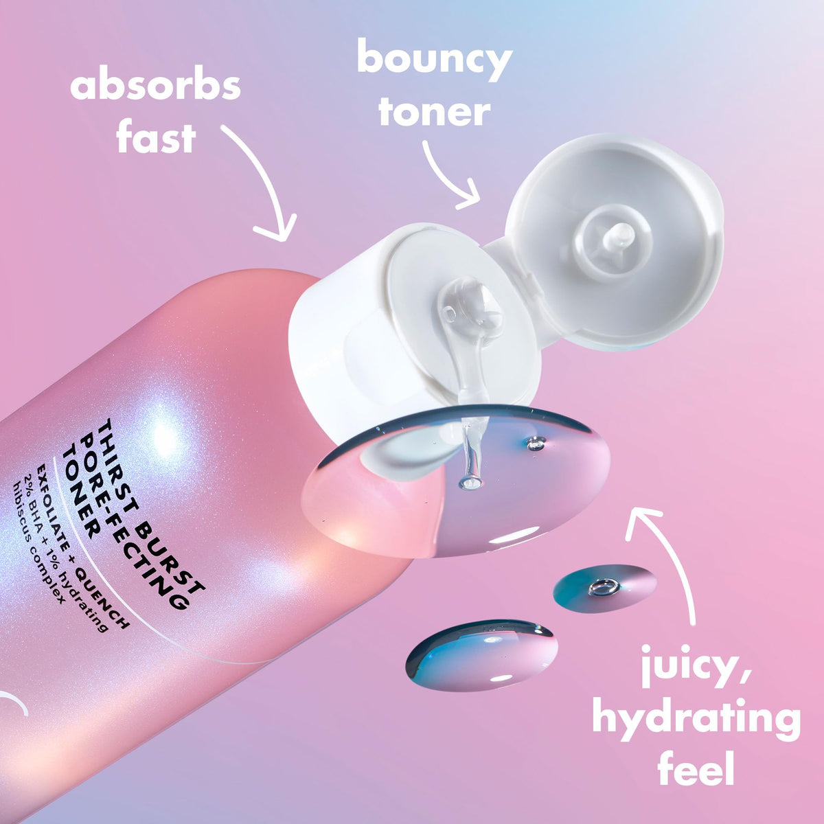 e.l.f. toner poured on hand demonstrating lightweight feel and quick absorption