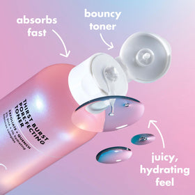 e.l.f. toner poured on hand demonstrating lightweight feel and quick absorption