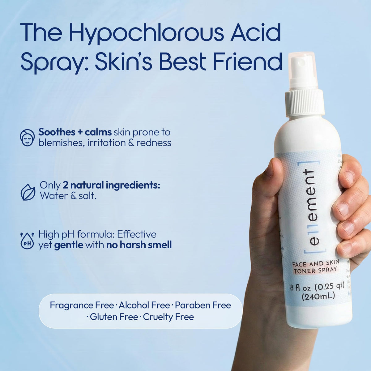 e11ement droplet on skin texture illustrating gentle, non-sticky hydration