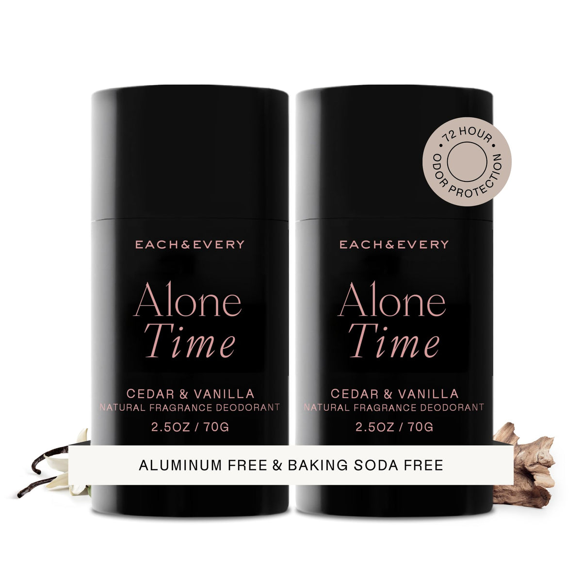 Each & Every front packaging showing cedar vanilla scent and two-pack benefit