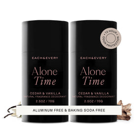 Each & Every front packaging showing cedar vanilla scent and two-pack benefit