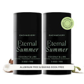 Each & Every front packaging coconut lime shows bright tropical scent and benefits
