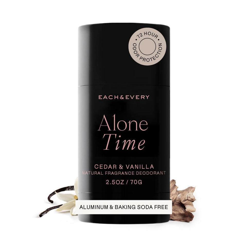 Each & Every front packaging showing cedar and vanilla scent, clear ingredient trust