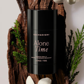 Each & Every deodorant on bathroom shelf, lifestyle appeal and everyday use
