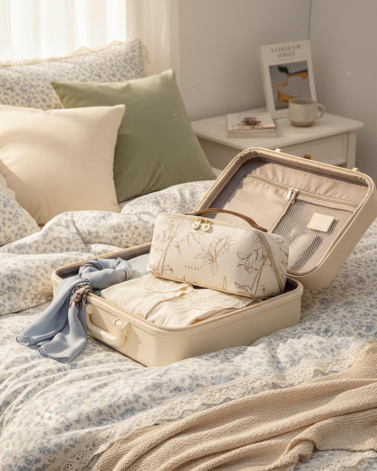 EACHY contents arranged to demonstrate seven-day travel packing