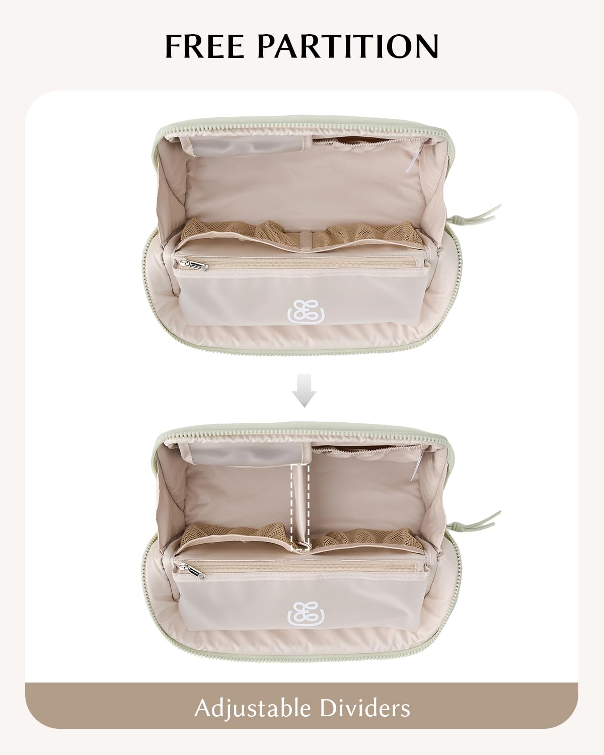 EACHY interior with detachable divider allowing flexible storage