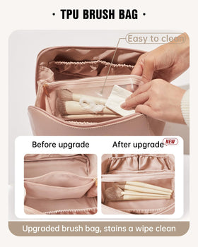 EACHY divider and pocket detail keeping brushes separate and preventing spills