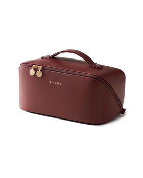 EACHY front view of travel makeup bag showing clean design and easy carry handle