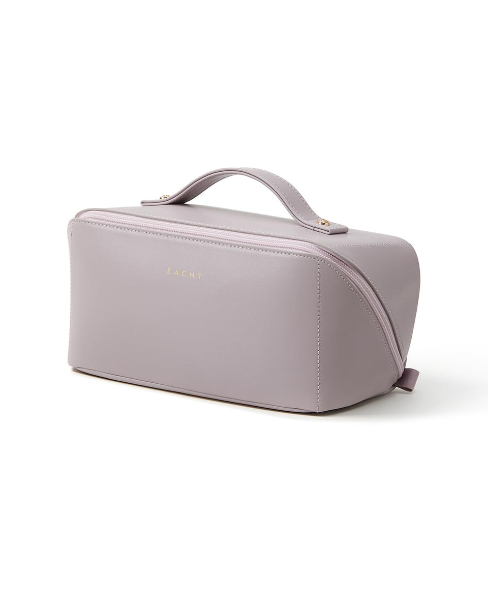 EACHY front view showing compact waterproof makeup bag and handle for easy carry
