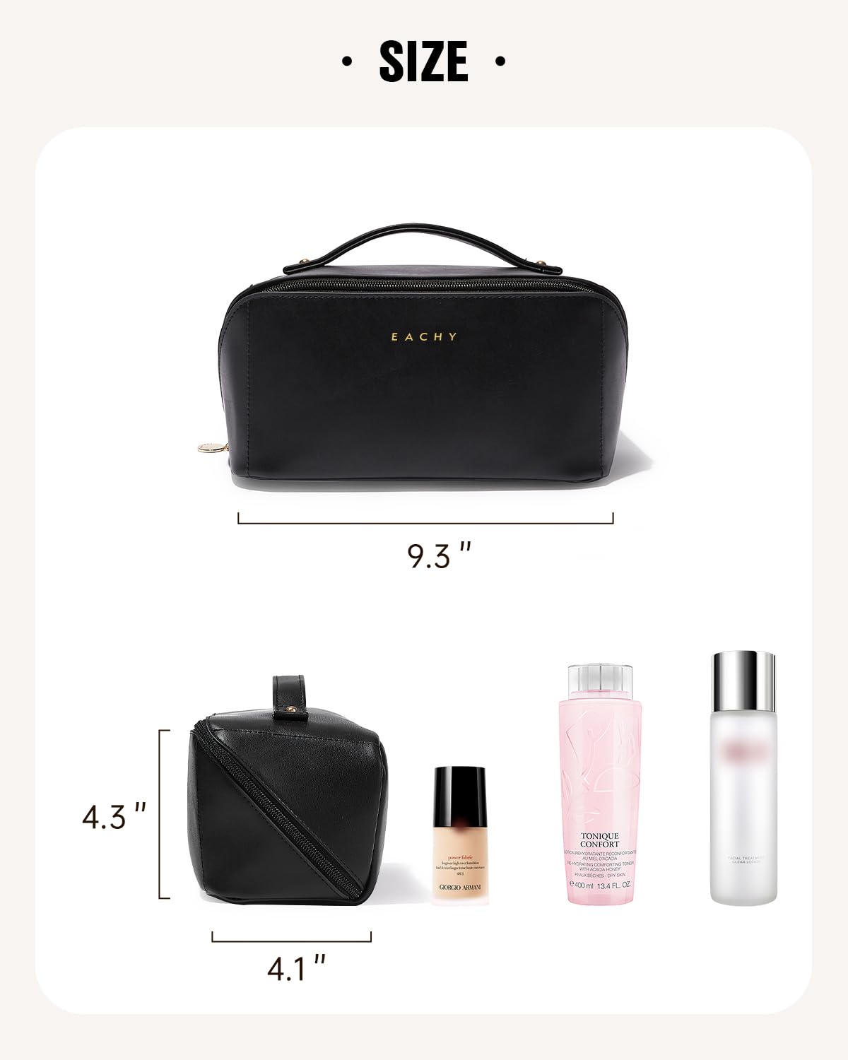 EACHY handle and sturdy zipper detail for easy carrying and secure closure