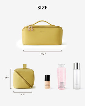EACHY makeup bag packed in suitcase for travel organization benefit