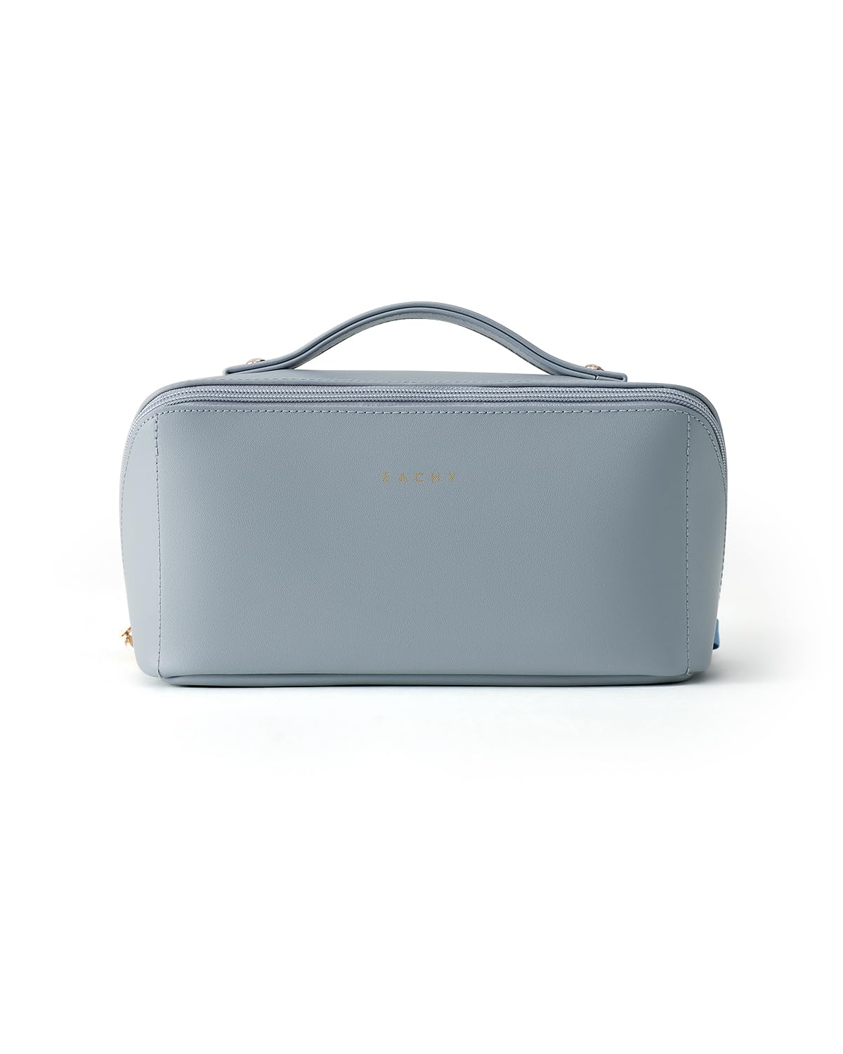 EACHY bag held in hand to show compact 9.2 x 4.3 x 4.6 inch size and everyday convenience
