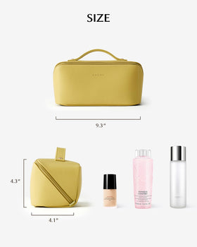 EACHY next to passport showing size and capacity for carry-on friendly travel