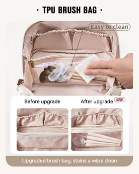 EACHY clear TPU brush pocket displaying brushes visibly for hygiene