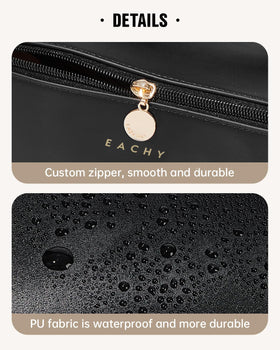 EACHY textured PU exterior close-up demonstrating water-resistant finish