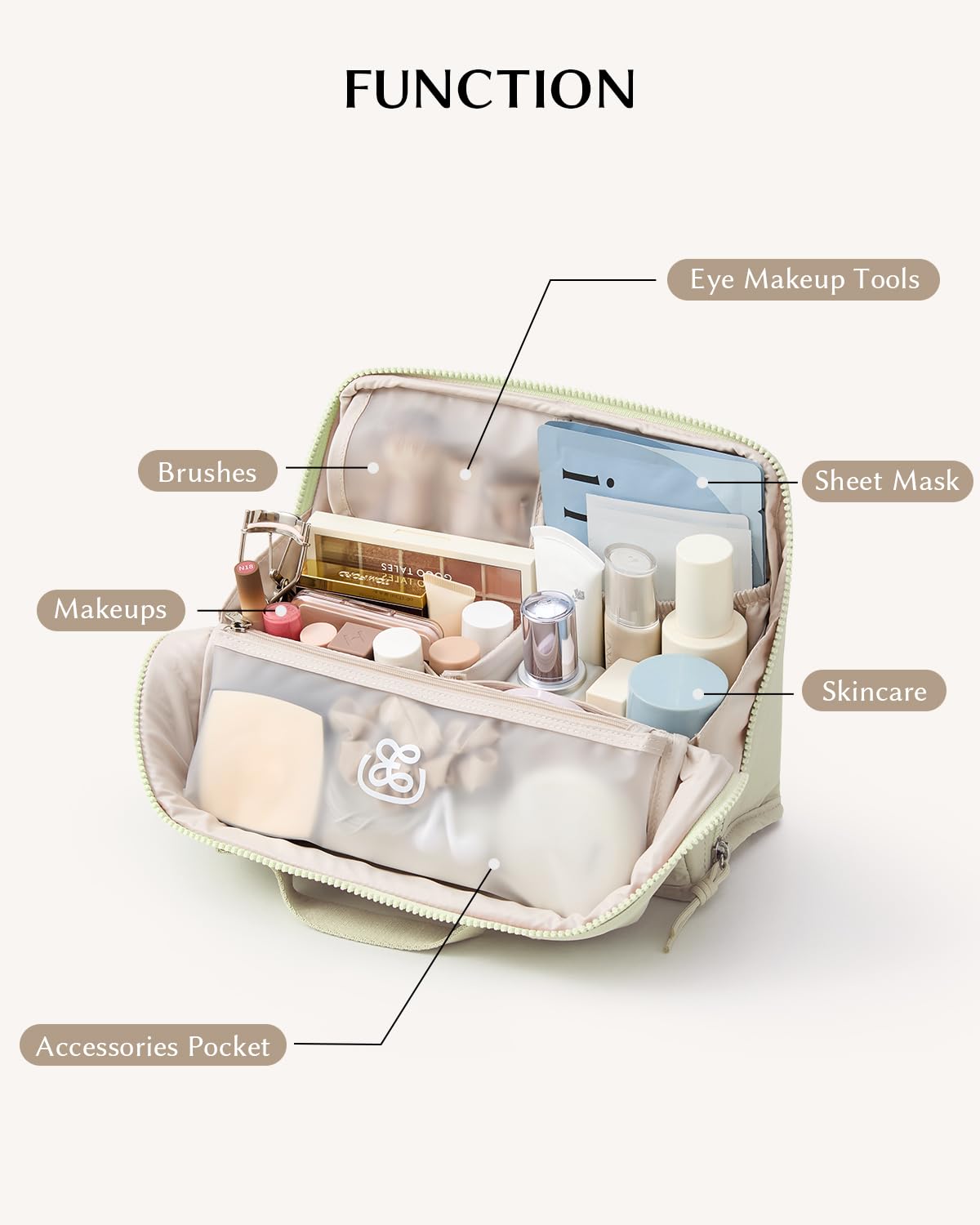 EACHY water-resistant fabric close-up protecting cosmetics from spills