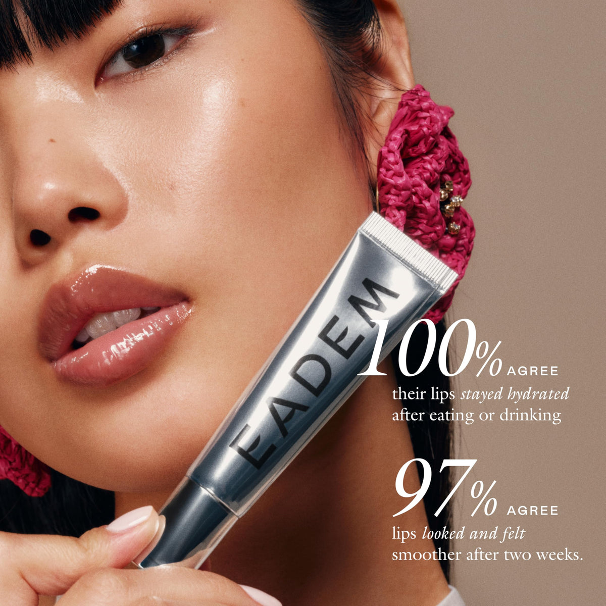 EADEM packaging label detail clearly showing vegan, dermatologist-tested claims for trust