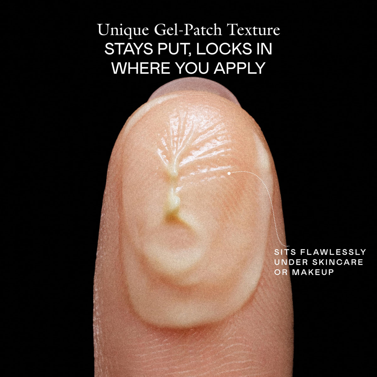 EADEM gel-patch texture on skin illustrating long-contact formulation benefit