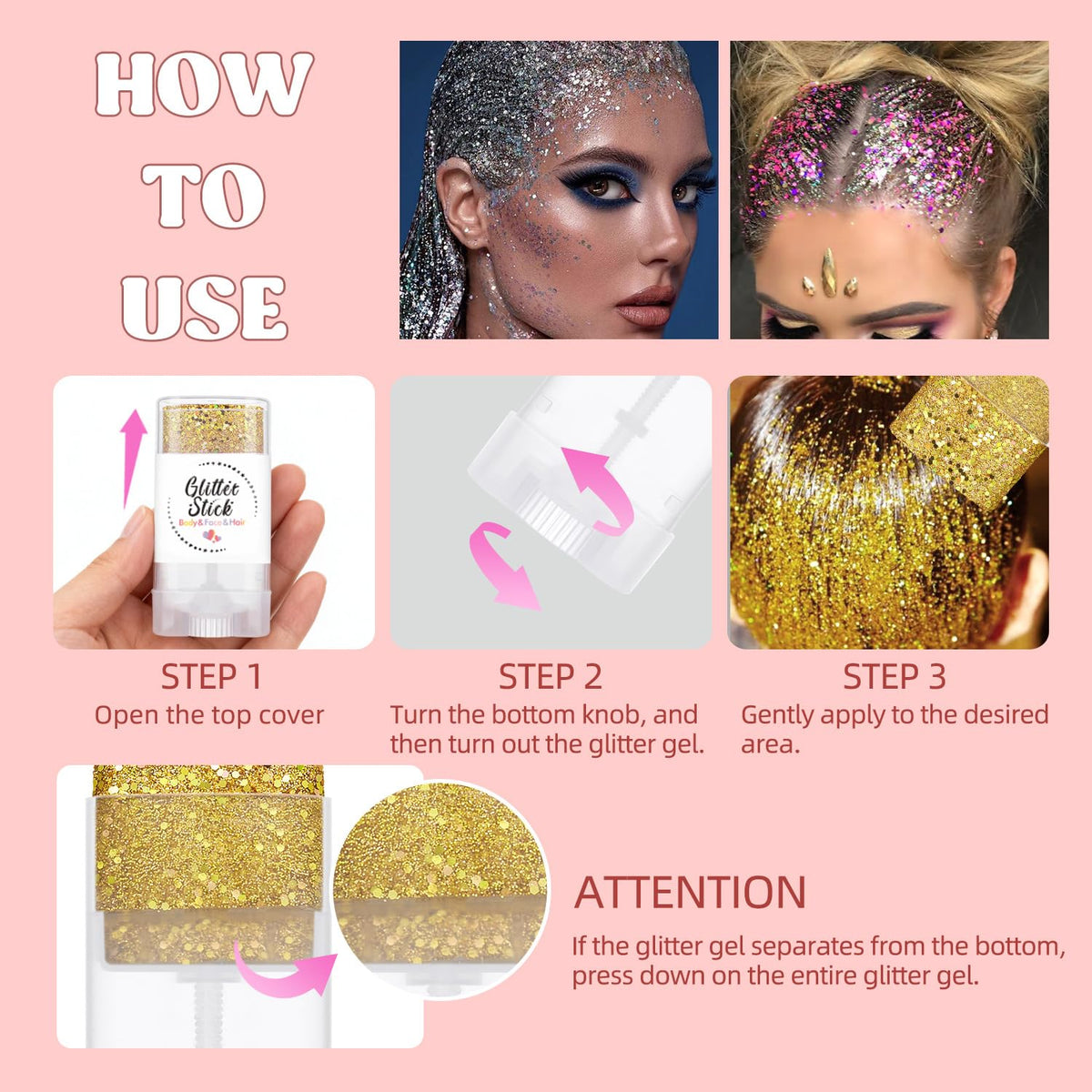EAEVDJ glitter stick beside coin showing portable size for touch-ups