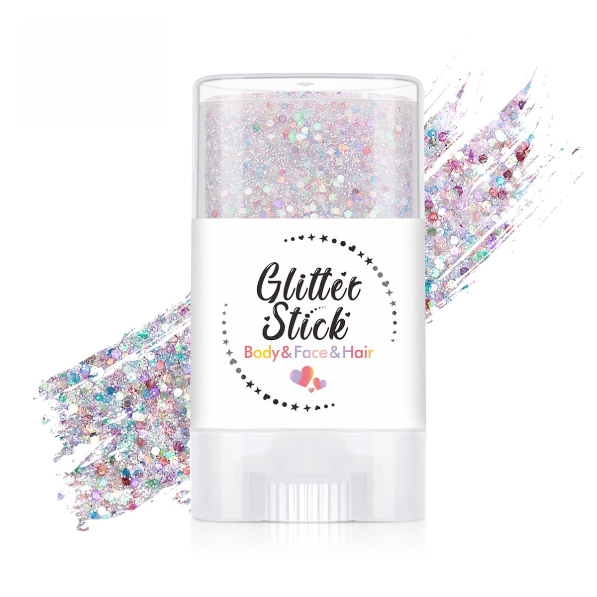 EAEVDJ glitter stick front packaging showing compact design and vibrant colors