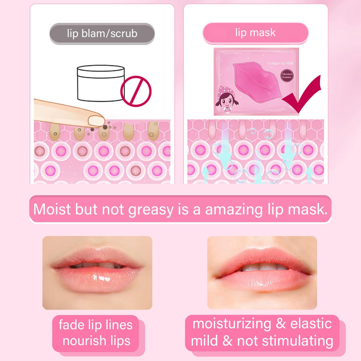 Eakroo lip mask applied on lips showing plumping hydration effect