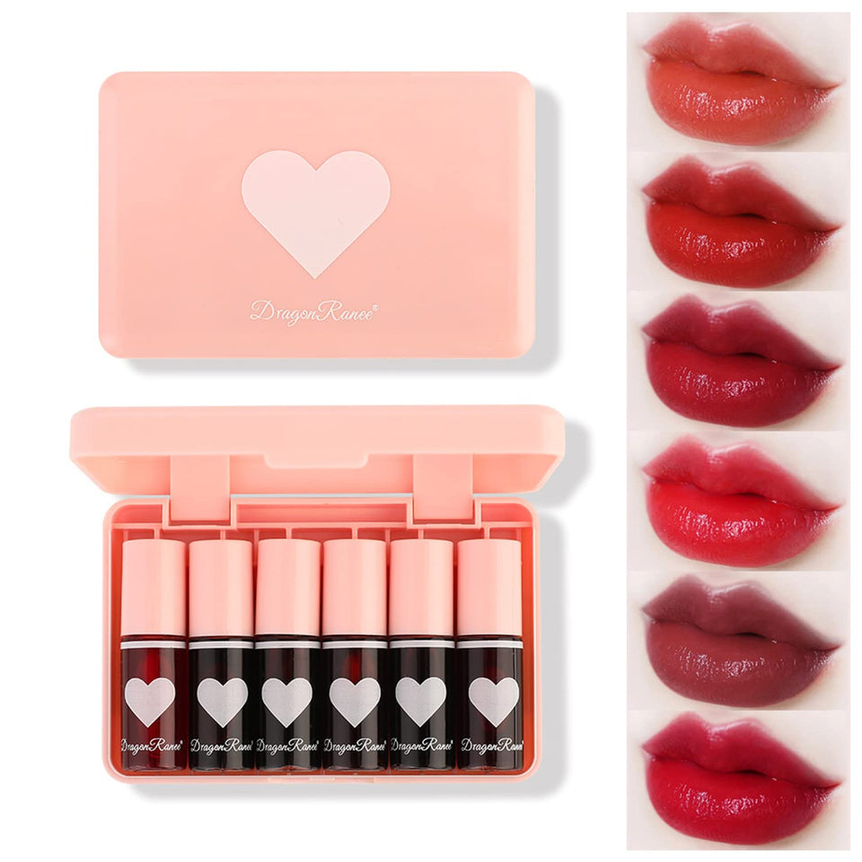 Eakroo front packaging showing six mini lip tint tubes and easy travel storage benefit