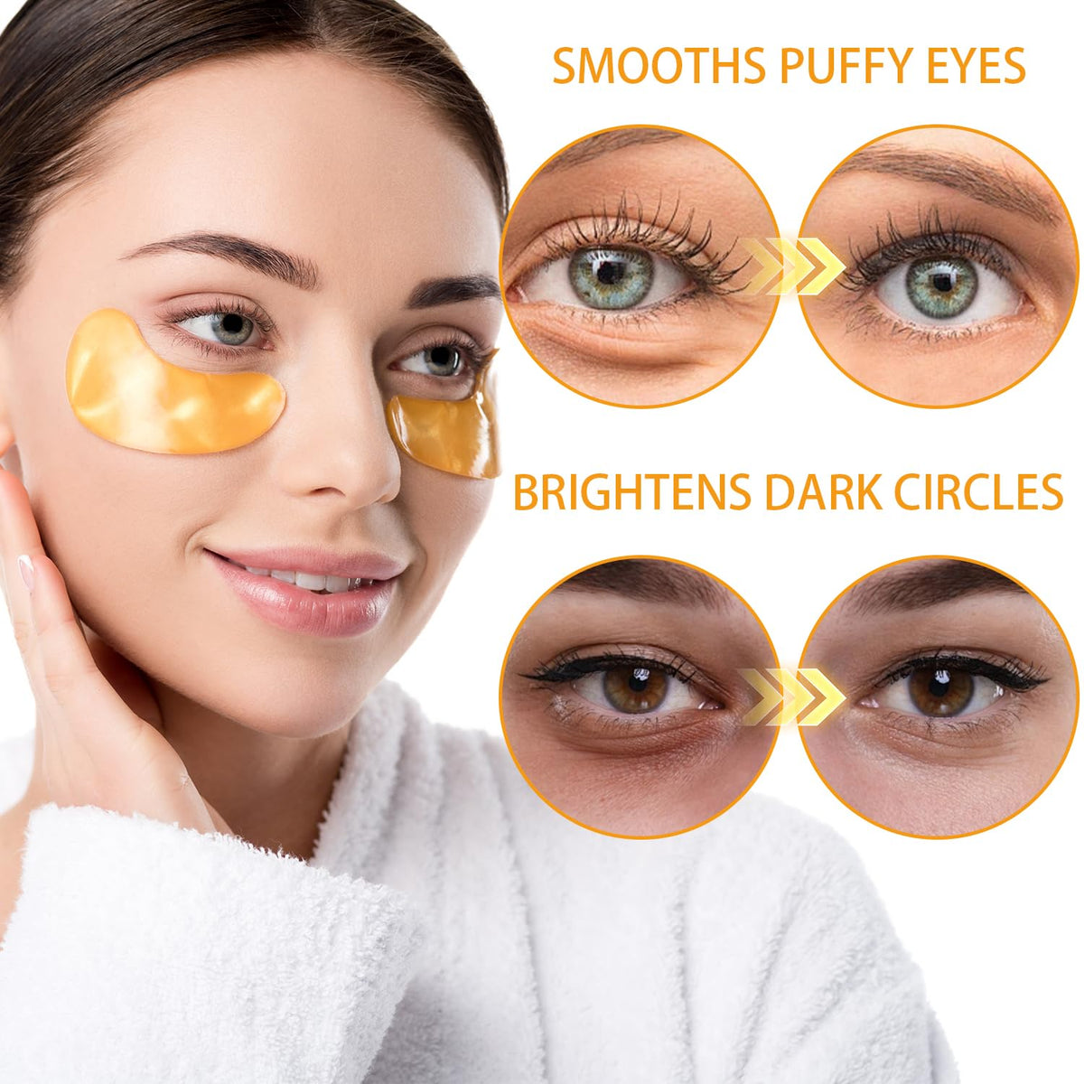 Eakroo 24K gold eye patch close-up demonstrating brightening under-eye treatment