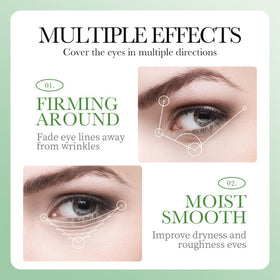Eakroo patch applied under eye demonstrating de-puffing effect