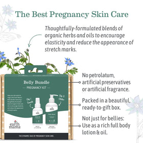 Earth Mama Belly Bundle open in gift box suggesting an easy baby shower present