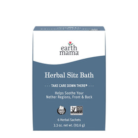 Earth Mama front packaging showing six sachets and calming design benefit