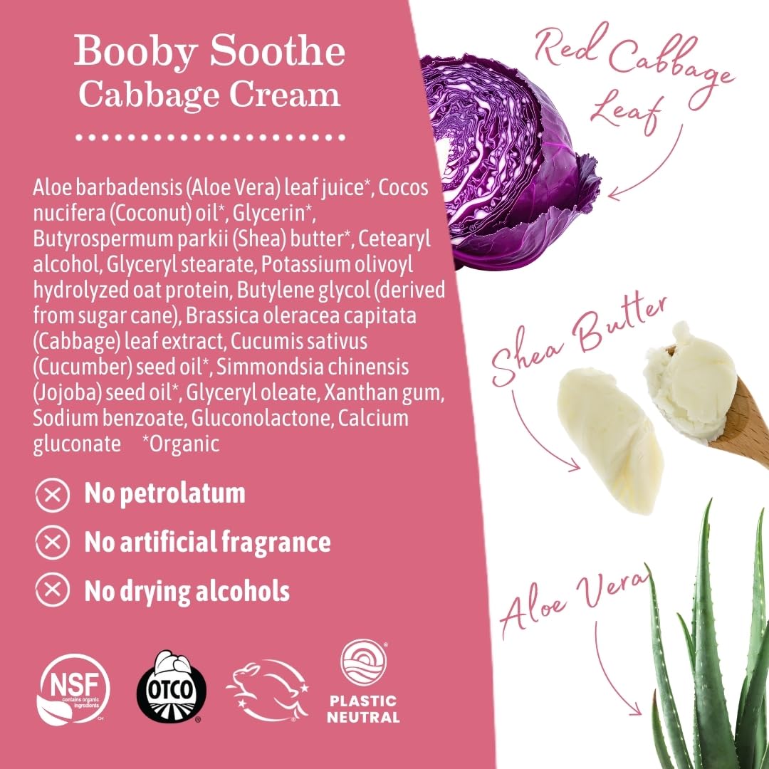 Earth Mama red cabbage extract bottle highlighting natural relief benefit