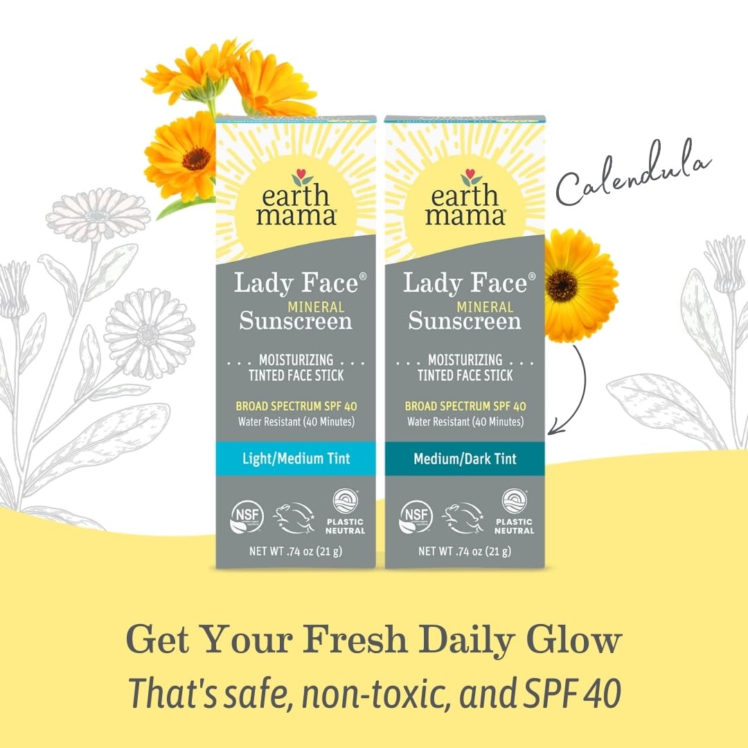 Earth Mama label ingredient closeup showing non-nano zinc and butters benefit