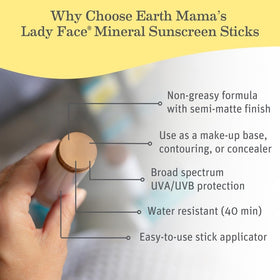 Earth Mama stick twist open revealing product tip, convenient application benefit
