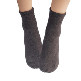 Earth Therapeutics overhead flat-lay of gray and black socks showing color and plush pile
