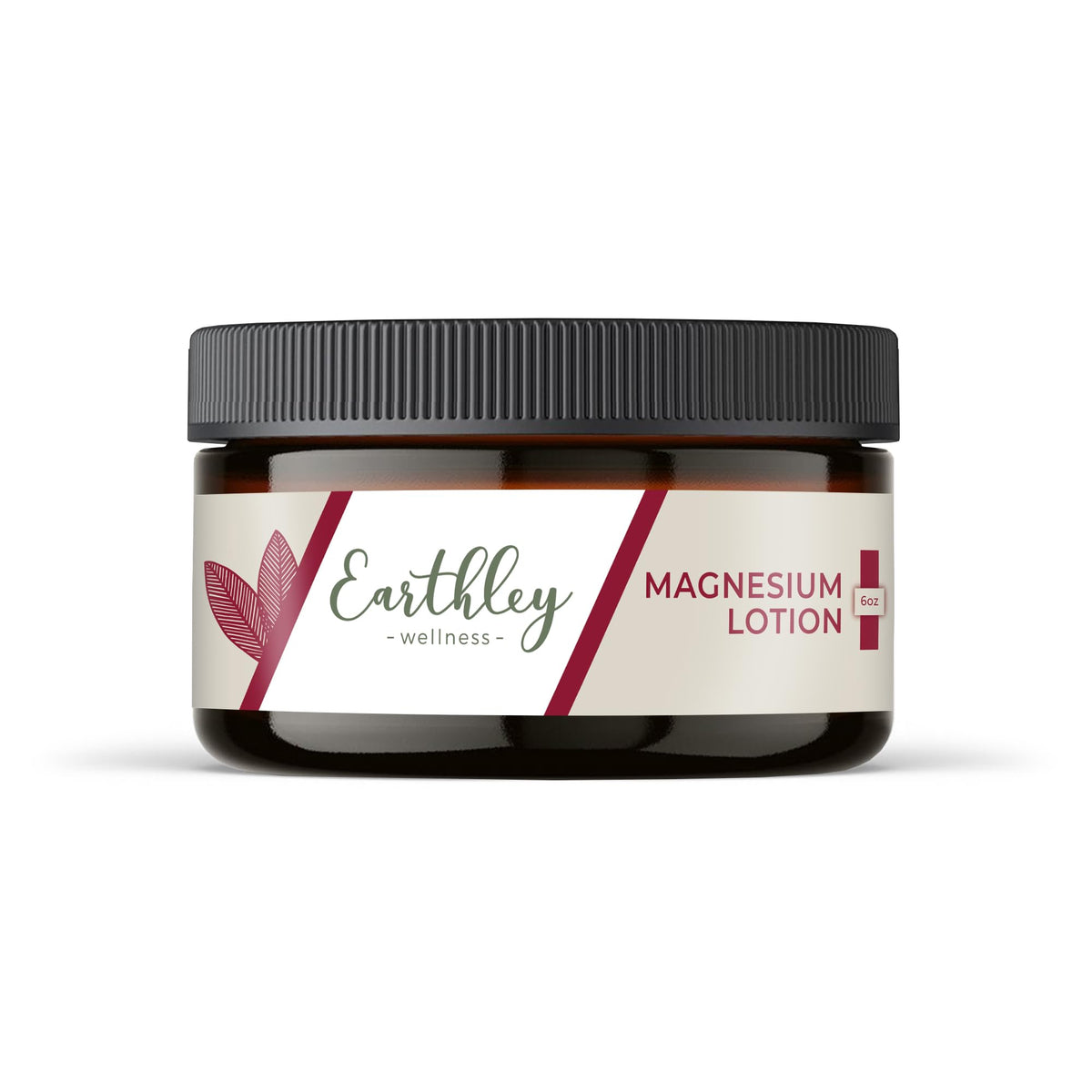Earthley Wellness front label showing magnesium lotion benefits and lavender scent