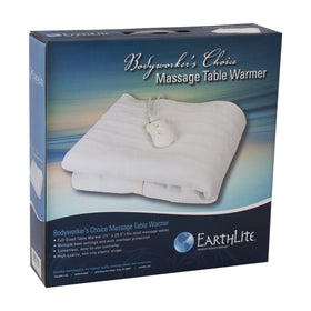 EARTHLITE elastic corner strap detail securing the warmer in place for stable treatment sessions