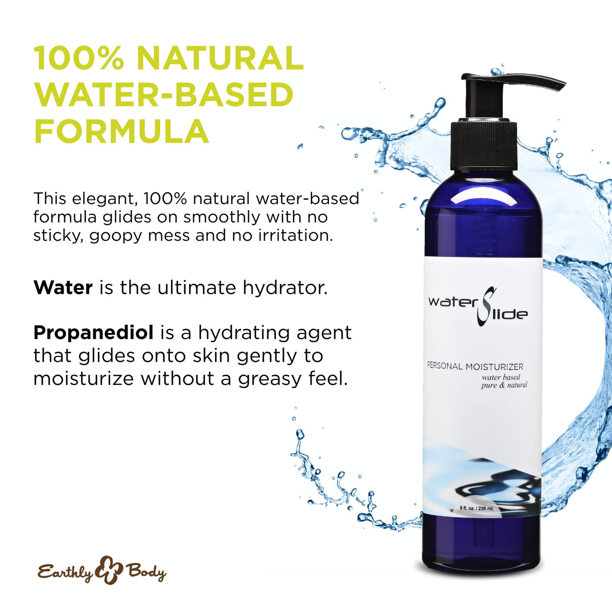 Earthly Body clear gel texture close-up, smooth glide visual