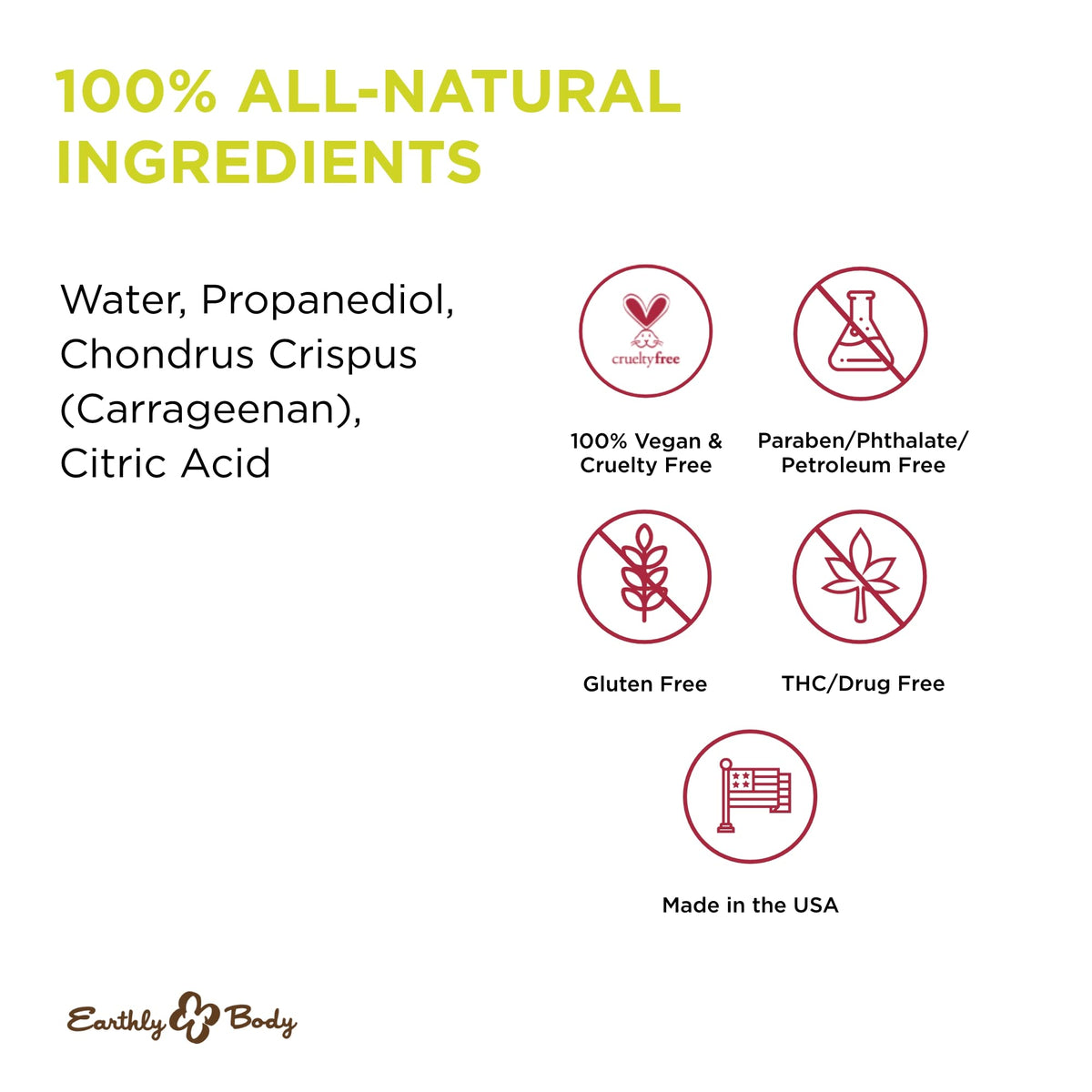 Earthly Body label close-up showing natural ingredients list