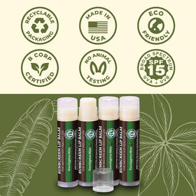 Earth's Daughter applying balm to lips demonstrating soothing and sun defense