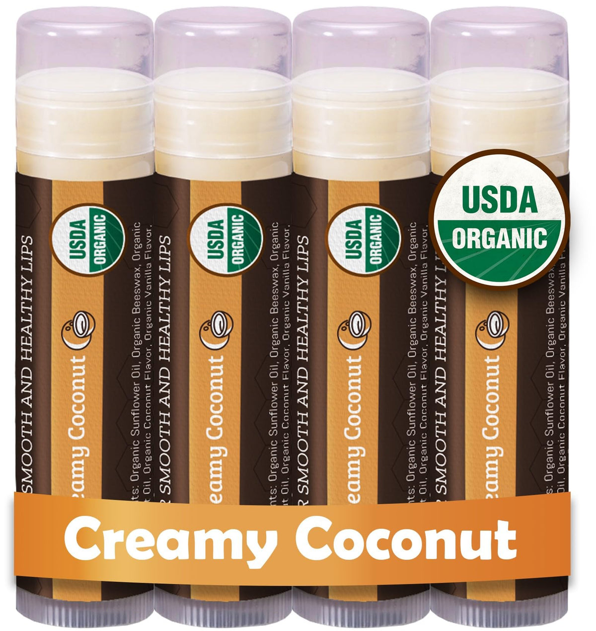 Earth's Daughter front packaging showing four creamy coconut tubes, convenient set