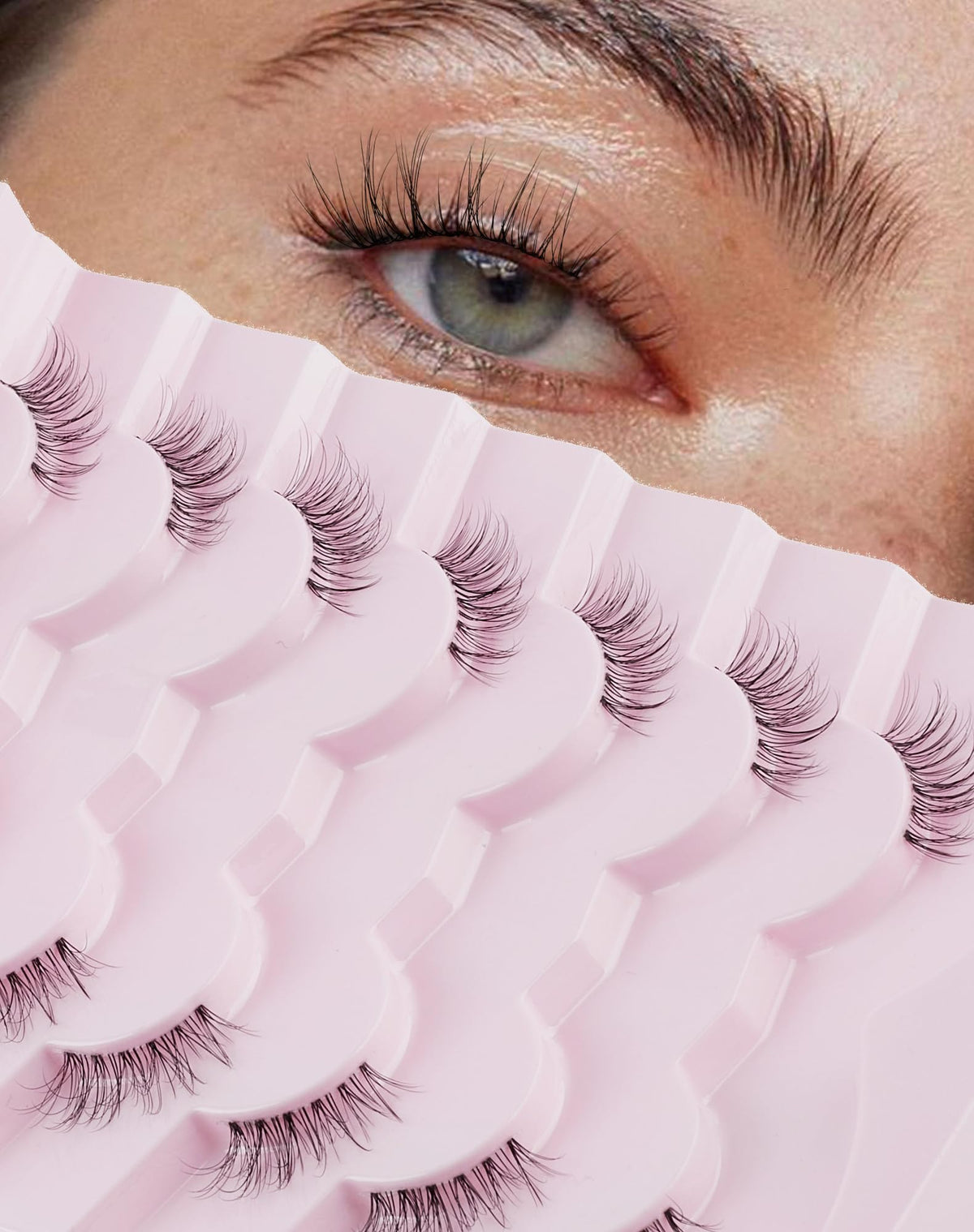 Easeful front packaging showing half-01 lashes and clear band for easy selection