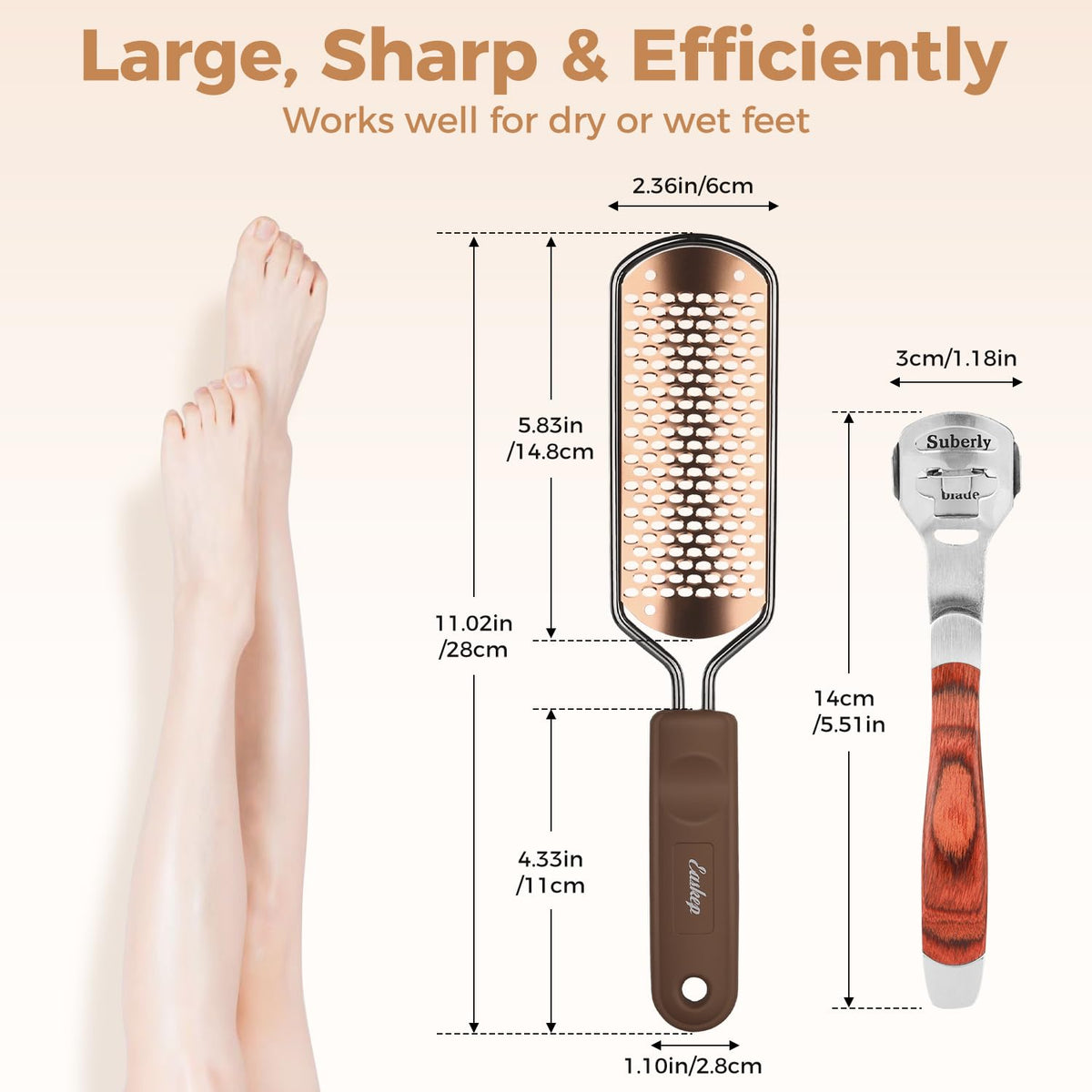 Easkep foot file beside ruler for size comparison and precise control
