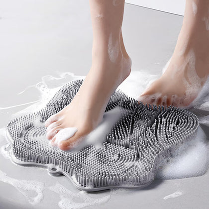 Easkite front view of grey foot scrubber showing bristle layout and shape for safer washing