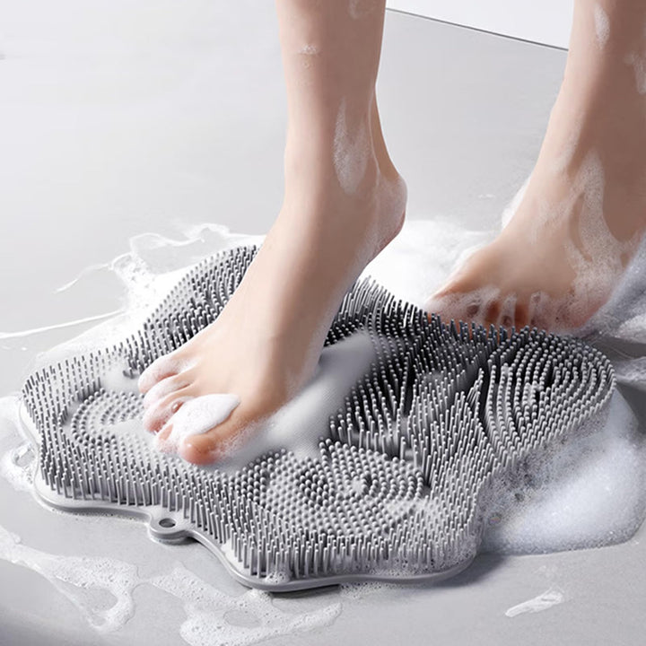Easkite front view of grey foot scrubber showing bristle layout and shape for safer washing