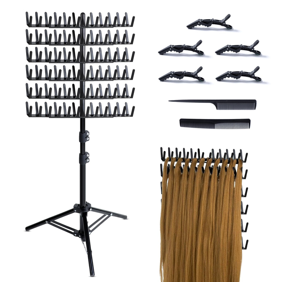 Eastdone front view standing braiding rack showing full 144-peg capacity and organized display benefit