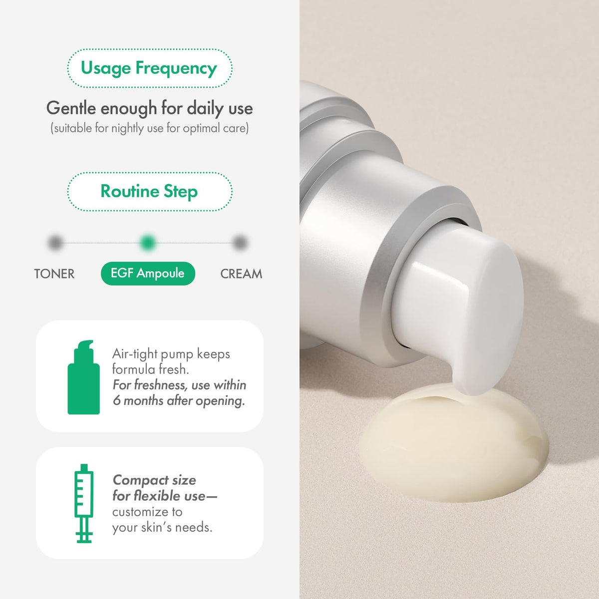 EASYDEW applying ampoule to face illustrating gentle layering benefit