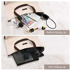 EASYFUN mesh pouch open with makeup inside illustrating quick item visibility