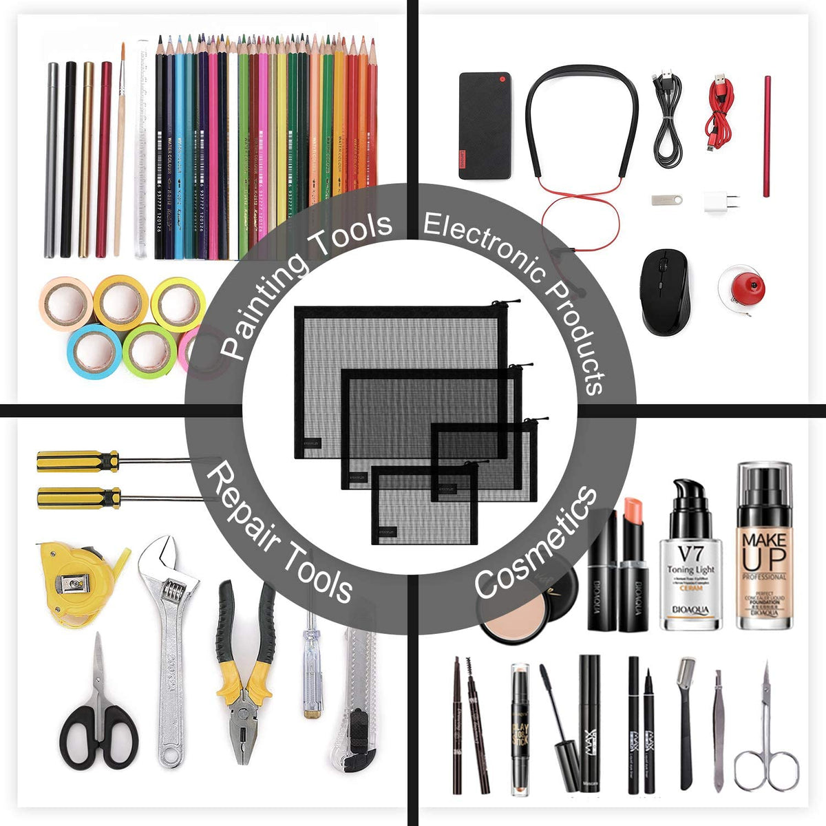 EASYFUN pouch on bathroom counter organizing toiletries for tidy routines