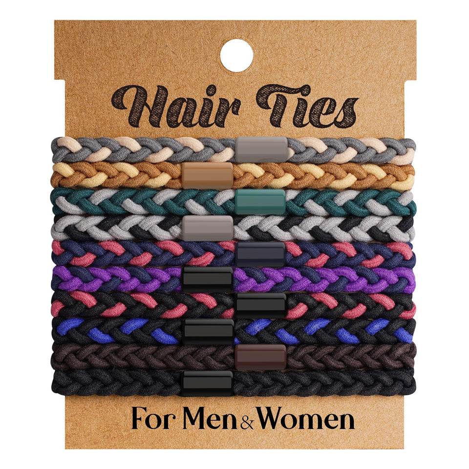 EasYoung front packaging showing ten braided no-crease hair ties, compact pack convenience