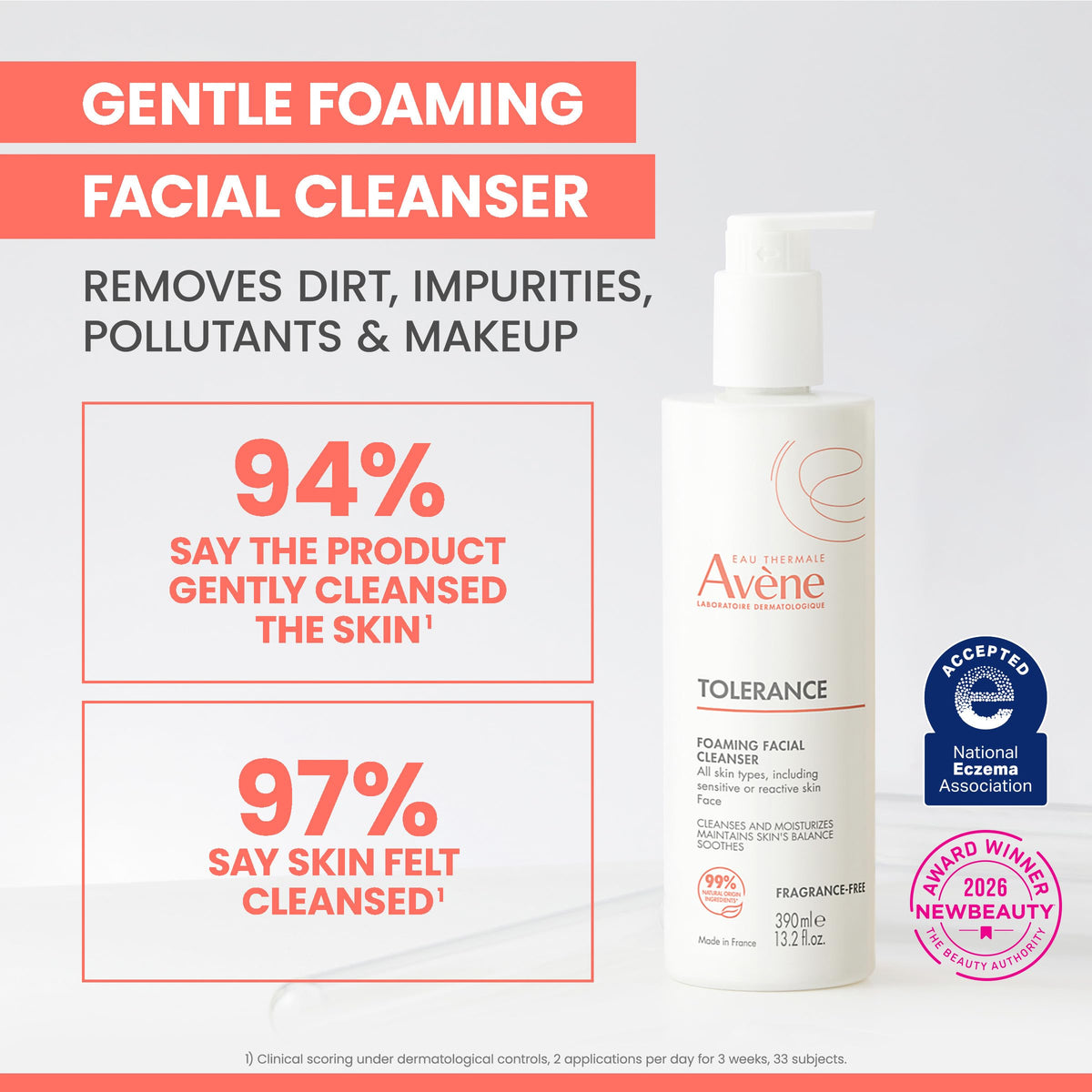 Eau Thermale Avène soft white foam texture illustrating mild cleansing
